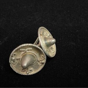 Sombrero Silver Screwback Earrings